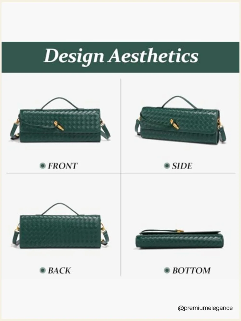 Vegan Leather Crossbody Handbag Convertible Clutch Shoulder Bag with Detachable
